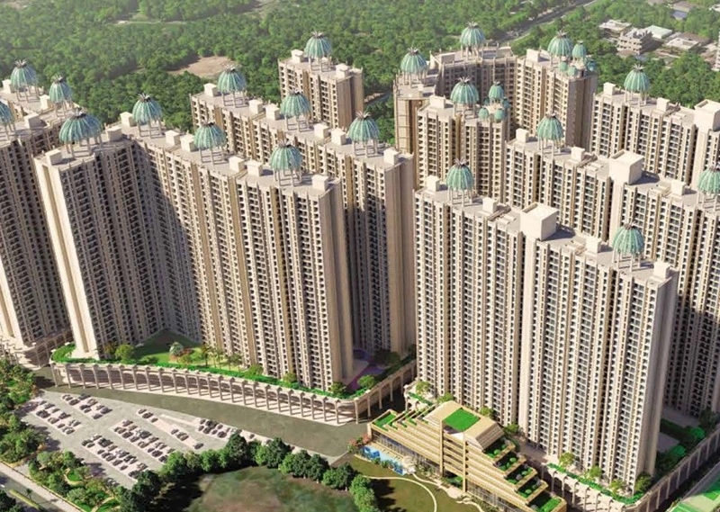 Contemporary residential tower facade with architectural balconies